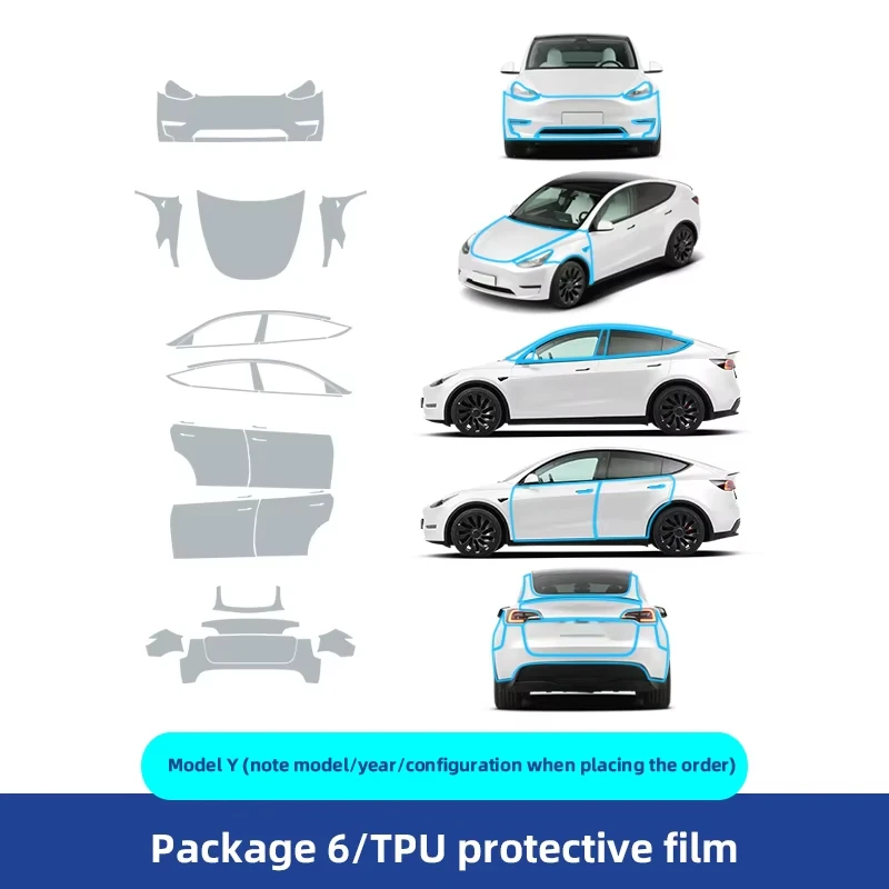 

For 2020-2024 Tesla Model Y 8.5Mil TPU PPF Transparent Car Scratch-resistant Pre-cut Paint Protection Film Accessories