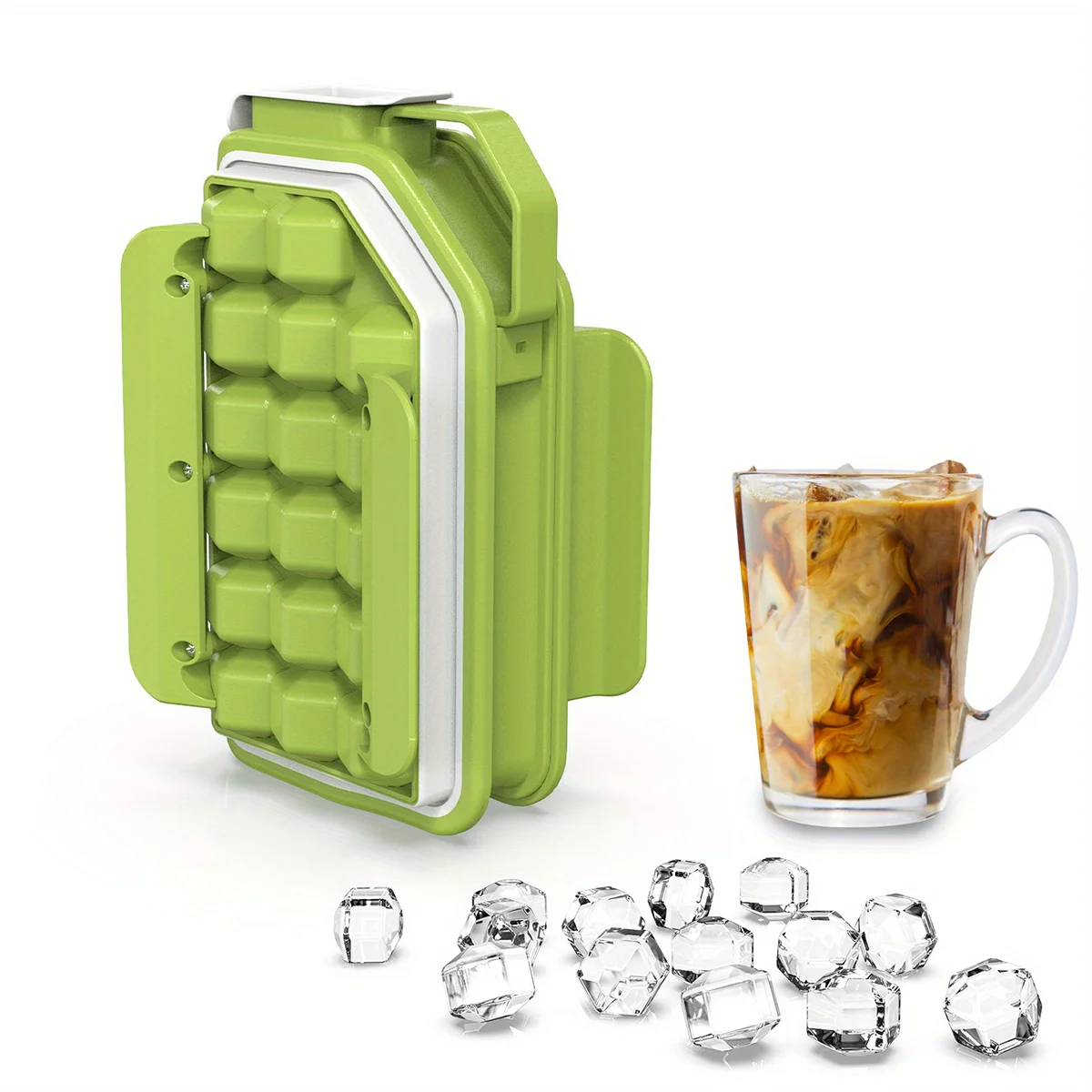 

Yellow-green silicone ice bottle 2-in-1 ice hockey portable ice tray, frozen whiskey cocktail wine beer retractable ice cube mol