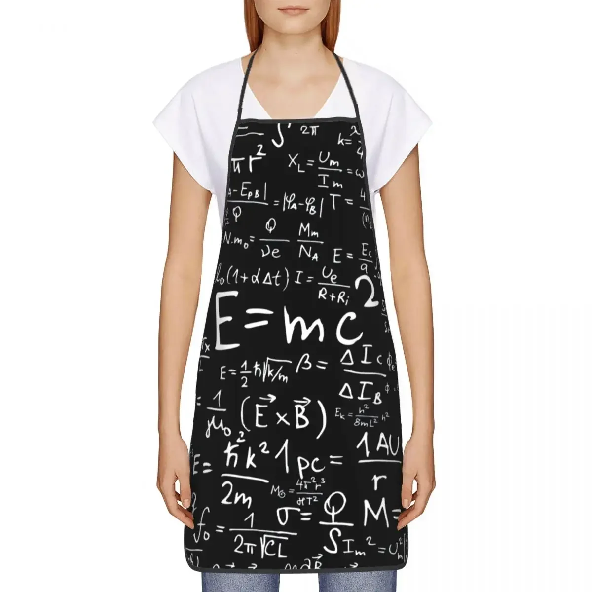 Custom Bib Physics Equations Apron Men Women Unisex Adult Chef Cooking Kitchen Geek Science Math Tablier Cuisine Painting