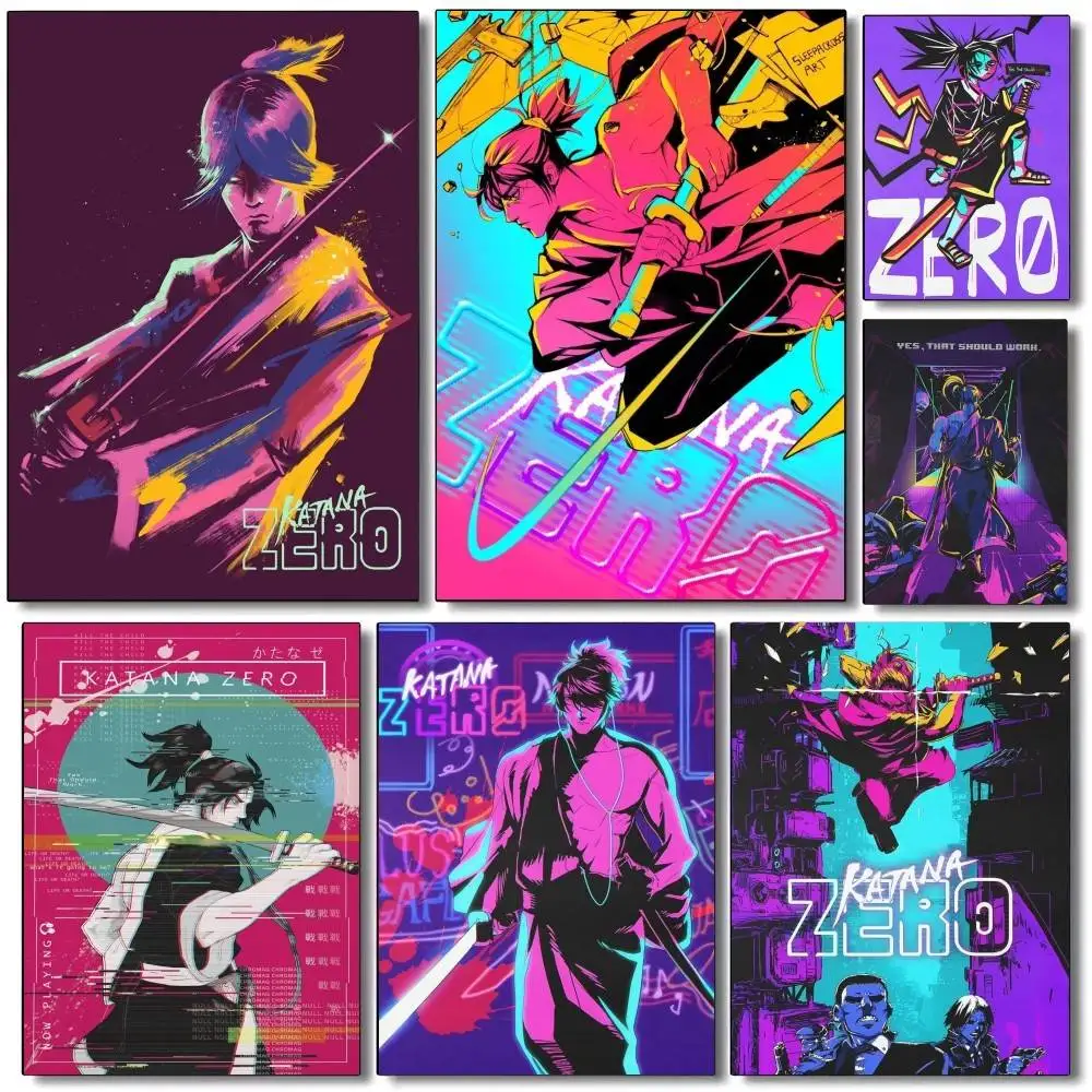 Popular Electronic Games Katana Zero  Poster Self-adhesive Art Waterproof Paper Sticker Coffee House Bar Room Wall Decor