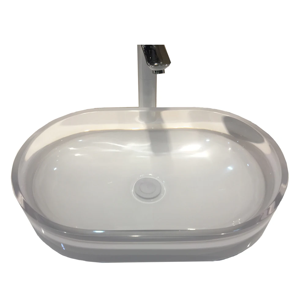 Bathroom Oval Resin Counter Top Sink Vessel Cloakroom Vanity Colored Wash Basin RS38279-490