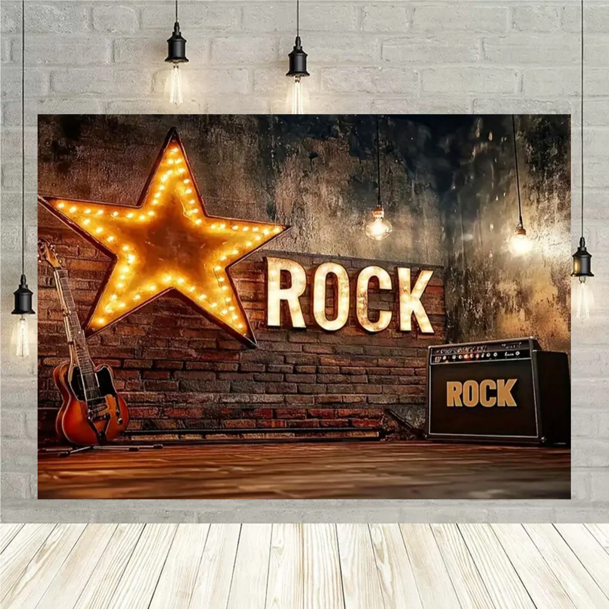 Music Rock Enthusiast Theme Backdrop  rock Music Party Decor Banner Celebrity Music Birthday Portrait Photography Party Supplies - Image 5