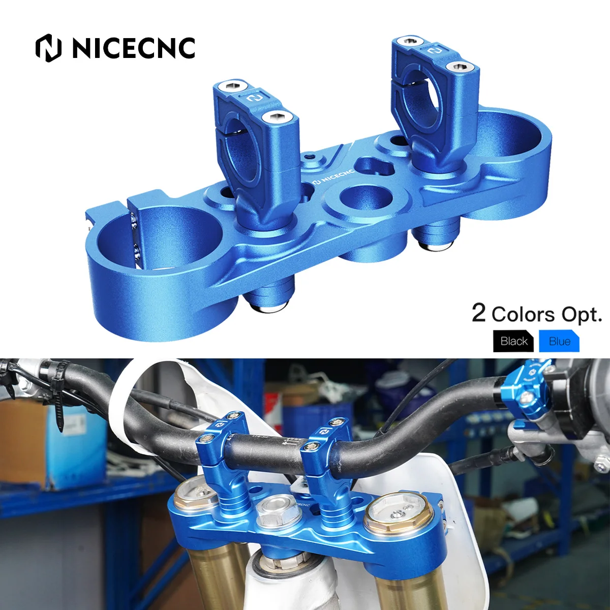 

NICECNC For Yamaha YZ125 YZ250 2018-2024 YZ125X YZ250X 2020-2023 YZ 125 250 125X 250X Handlebar Riser Upper Triple Tree Clamp