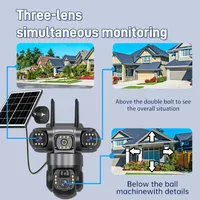 V380Pro Triple Lens 4G Solar Camera Outdoor 12MP 10X Zoom Triple Screen PIR Motion Detection Security Surveillance IP66 PTZ Cam