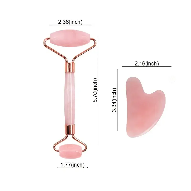 100%天然ローズジェイドローラー＆かっさプレートセット - フェイスマッサージャー