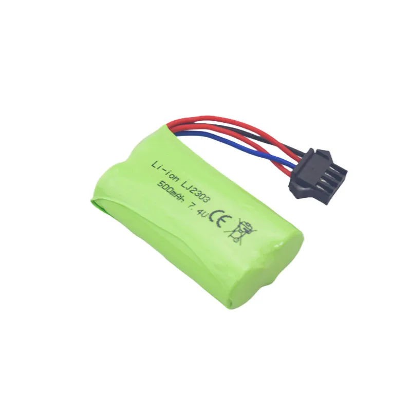 7.4V 500mAh SM-4P wtyczka kabel do ładowarki bateria z USB litowej do samochodu EC16 RC, M416 elektryczny kulka żelowa Blaster bateria zapasowa