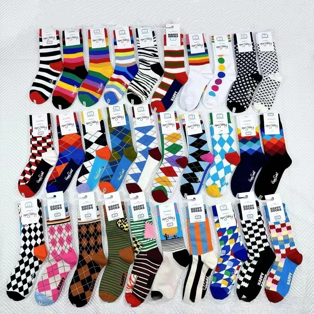 Damen HS von Happy Socks Gemusterte modische Crew-Socken mit Sternen und Streifen