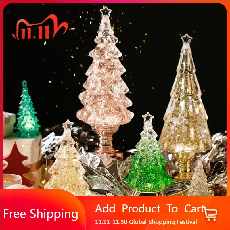 

Gifts Snowflake Christmas Crystal Ball Creative Luxury Nordic Music Box Children Christmas Tree Light Ornament Home Decoration