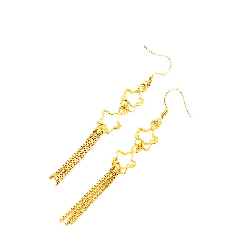 AU999 Gold Earrings Womens Tassel Earrings Goddess Earrings 24K Pure Gold Jewelry Fashion Simple Gold Jewelry