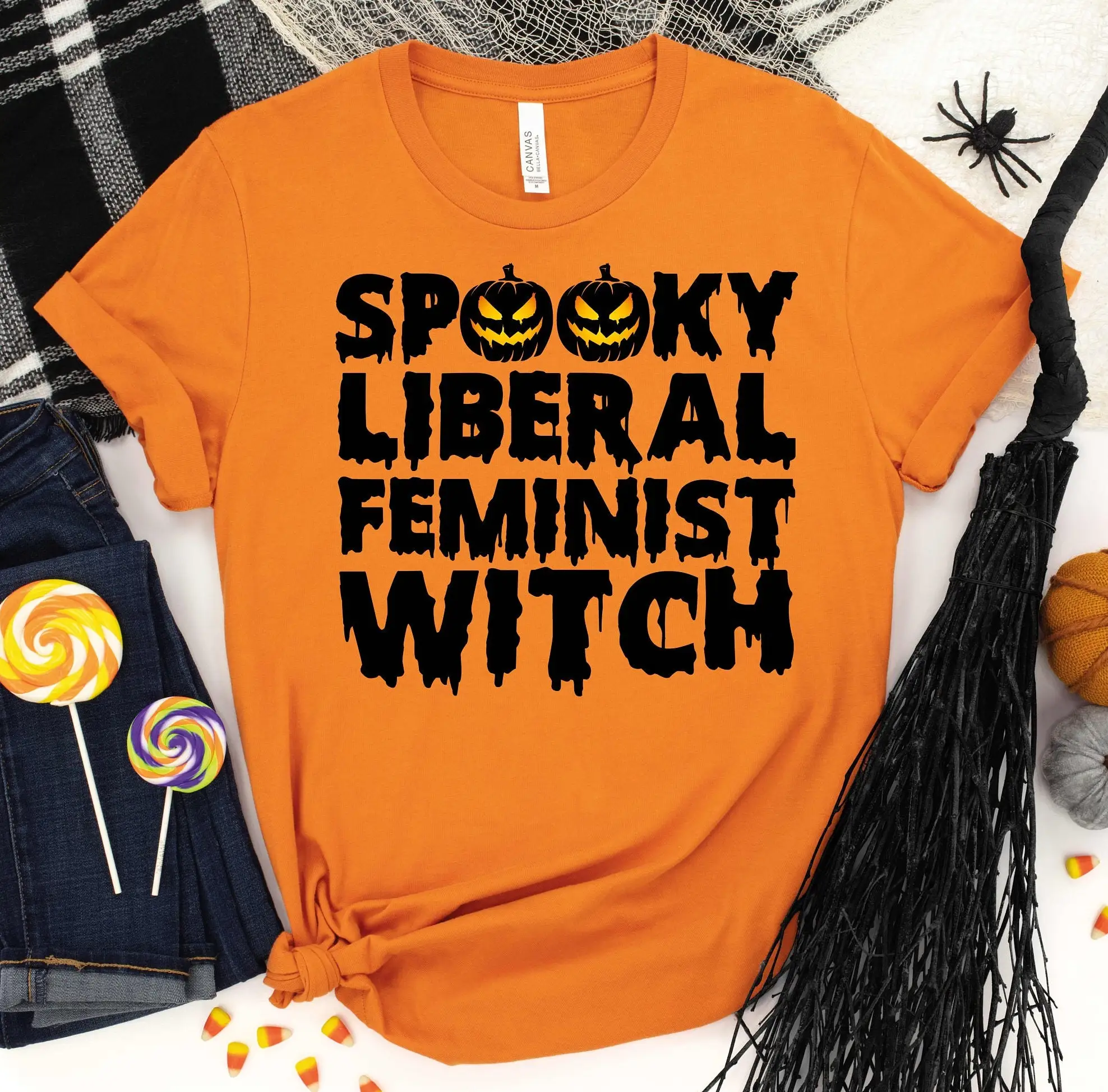 Feminist Halloween T Shirt Witchy Spooky Activist Womens Rights Pro Choice Liberal Witch Costume