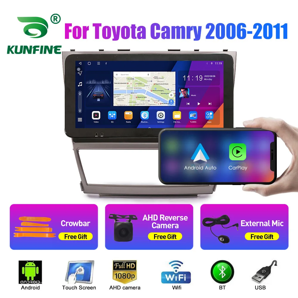 

10,33-дюймовый автомобильный радиоприемник для Toyota Camry 2006-2011 2Din Android, восьмиядерный автомобильный стерео DVD, GPS-навигатор, плеер QLED, экран Carplay