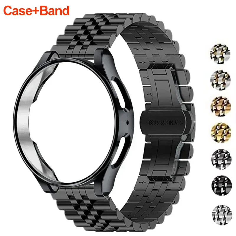 Ремешок + чехол для Samsung Galaxy Watch 7 6 5 4 44 мм 40 мм Классический 46 мм 42 мм Браслет из нержавеющей стали Galaxy Watch 5 Pro 41 Ремешок 45 мм