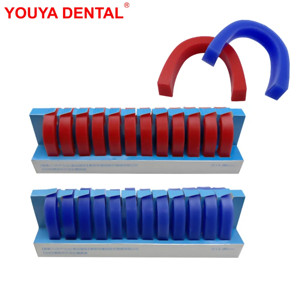 

12pcs Hard Soft Dental Lab Base Plate Wax Full Dentures U-shaped Occlusal Rim Model Wax Dikes Block Dentistry Materials Red Blue