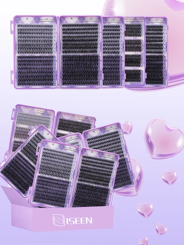 Kit de grupos de pestañas, extensión de pestañas individuales esponjosas, Kit de longitud mixta, Kit de viaje de regalo para Festival de gran capacidad