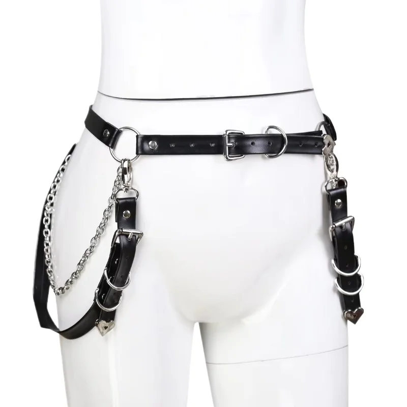 Black Women Leg Ring High Waist Sexy Bondage Harness Lingerie Accessories Garters Hollow g-String Adult Games Belt Adjustable