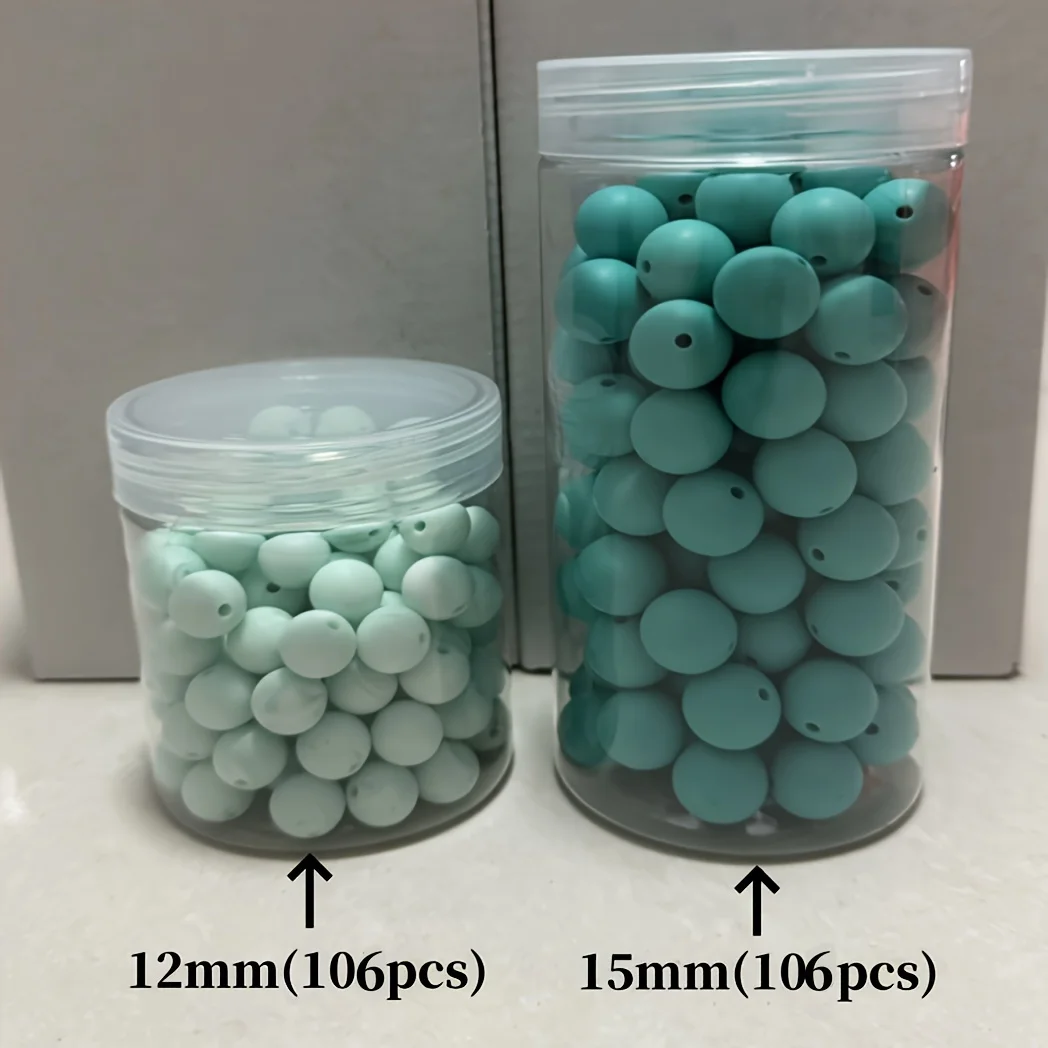 100 قطعة/صندوق 12/15 مللي متر مجموعة خرز السيليكون لسلسلة المفاتيح ، قلادة ، سوار الحبل صنع السائبة المستديرة المطاط سيليكون البؤري الخرز