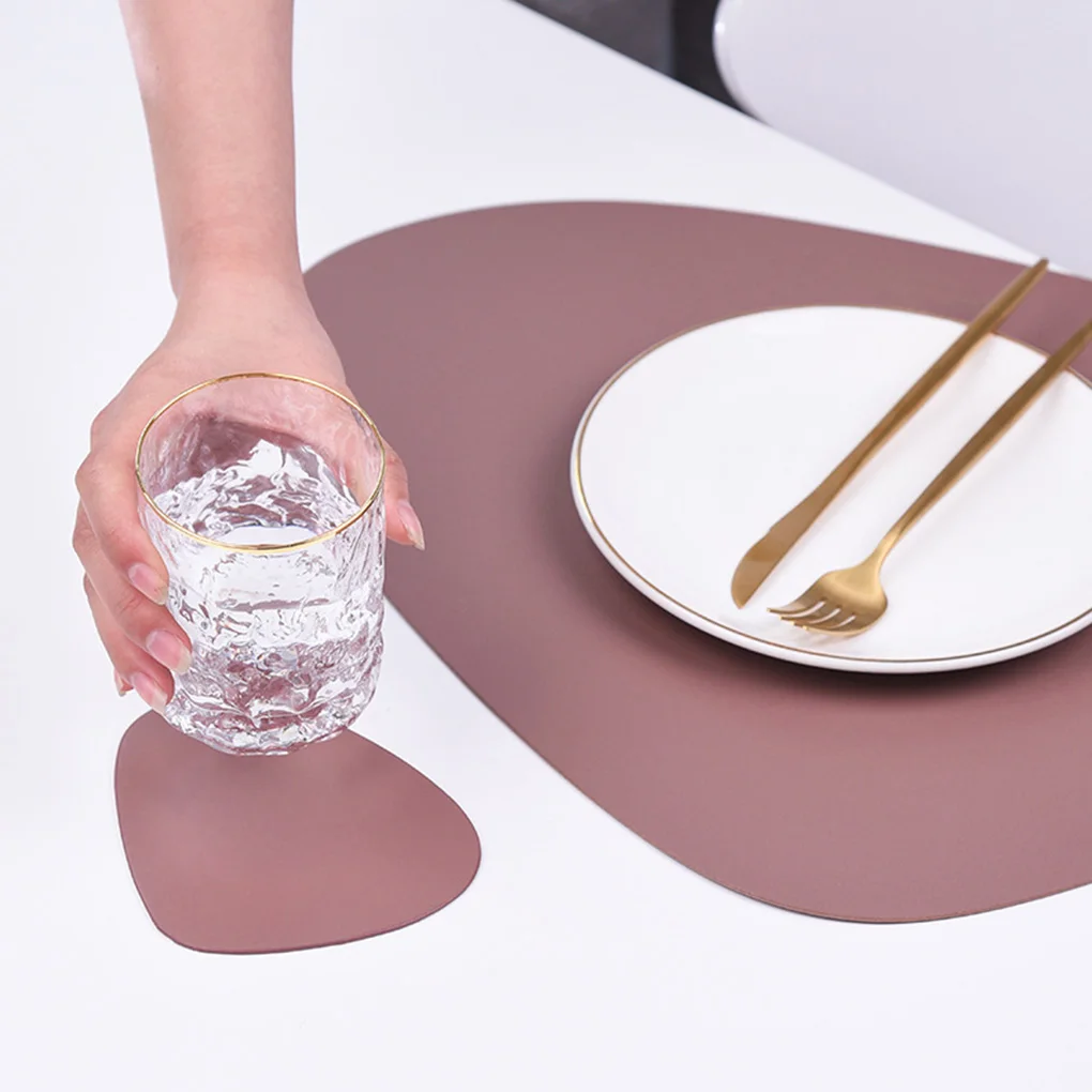 PU Placemat Waterproof Heat Insulation Place Mats Set Wipeable Cup Mat Tableware Pad Kitchen Indoor Restaurant