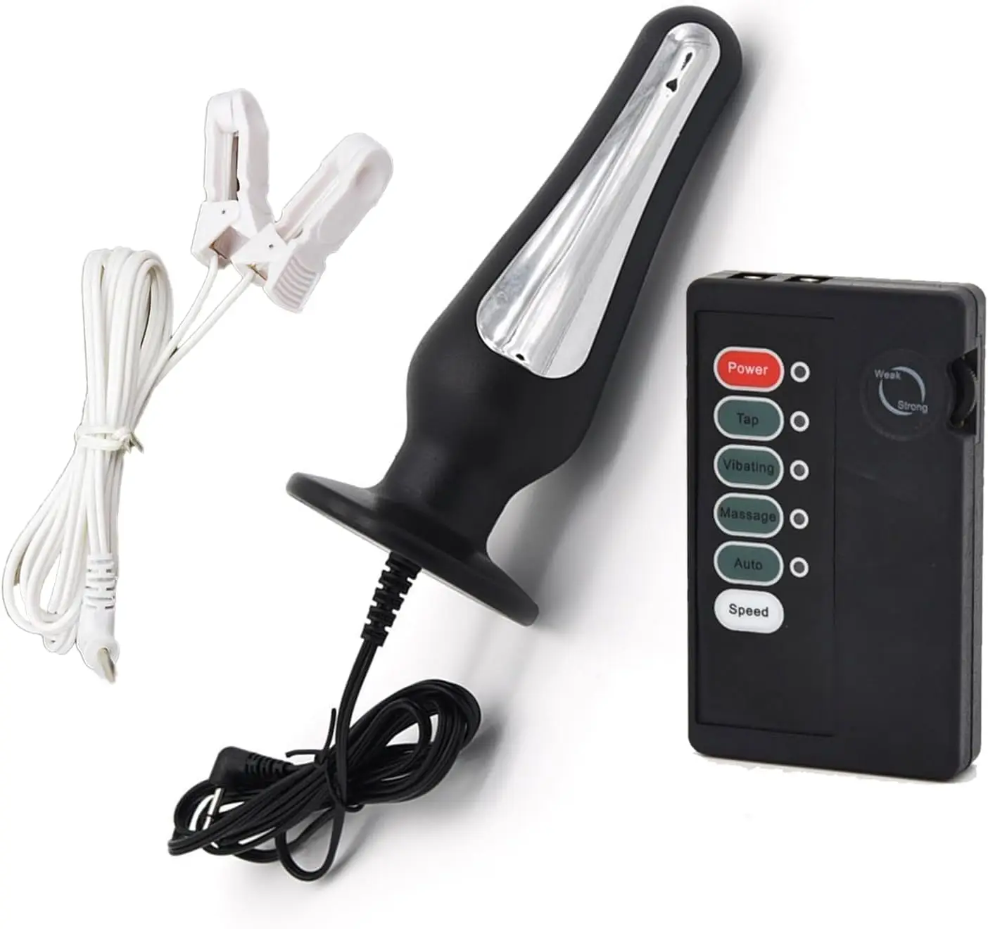 Electric shock prostate massager with breast clamp expander set, with electric shock effect, suitable for men and women. Sex toy