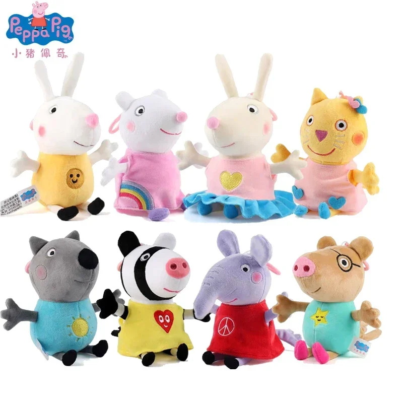 Original Peppa Pig Family Party Set Daddy Mommy George 19-30cm Cute Animal Stuffed Plush Doll Room Decor Kids Gift