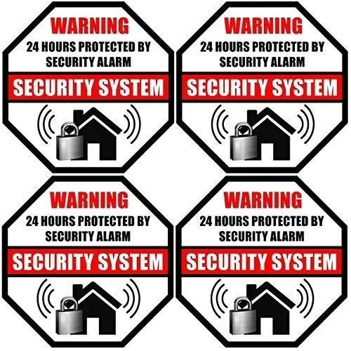 

Printed on Adhesive Side, Outdoor/Indoor 24 Hour Protected by Security Burglar Alarm System Sticker Decal