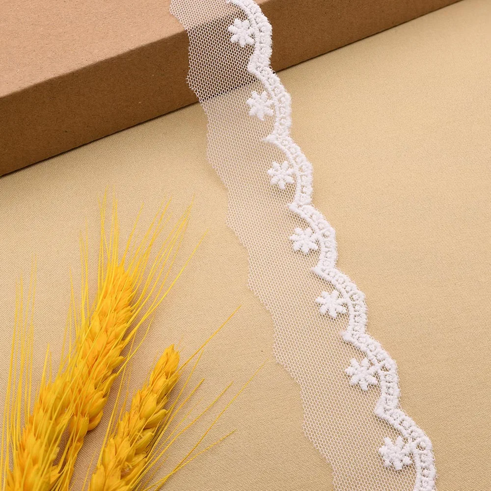 15 Yards Butterfly Embroidery Cotton Thread Net Yarn Flowers Dots Hollow Lace Off White Ribbon Handmade Accessoriesndmade Access