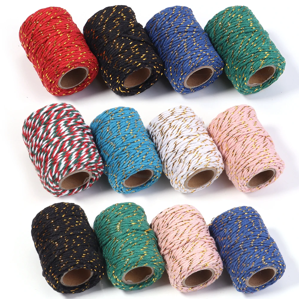 

2mmx20meters Braided Cord Christmas Thread Golden Silk String Rope For Making Christmas Gift Packaging DIY Party Decor