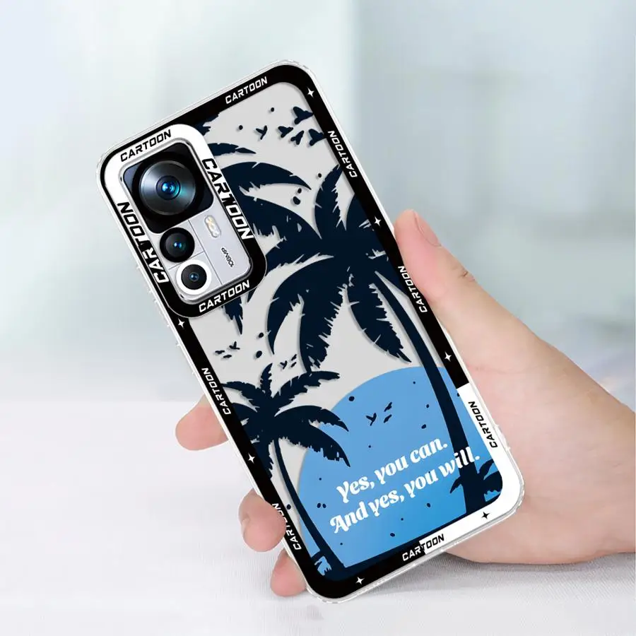 샤오미 레드미 노트 11S 8 10S 10Pro 10Lite 12S 11 14 13 12 Pro Plus 9 투명 케이스 심플 코코넛 나무 디자인