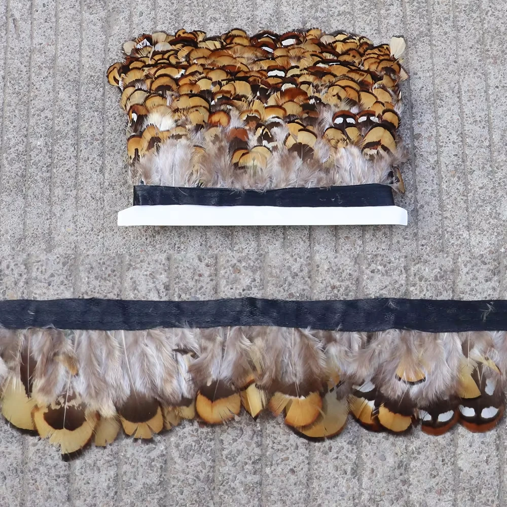 Wholesale 1Meters/Lot Natural Lady Amherst Pheasant Feather Trims Ribbon Feathers for Crafts Trim Fringe Clothing Accessories