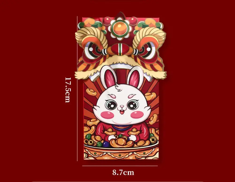 4 Pcs Chinese New Year Red Envelopes, Red Pocket Envelopes Hong Bao Gift Money Envelopes for 2023 Rabbit Year Spring Festival
