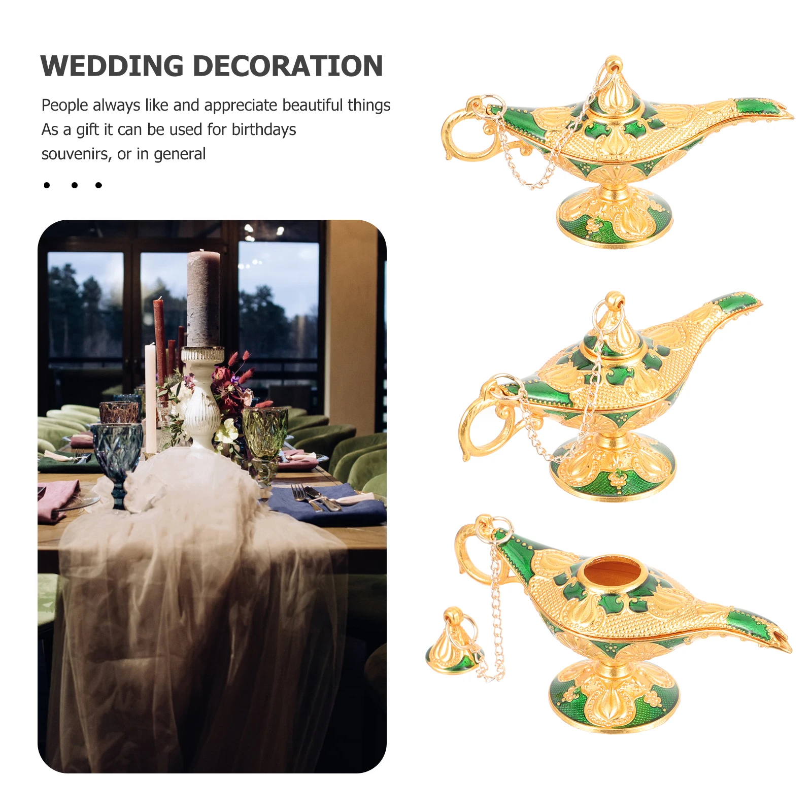 

Vintage Zinc Elegant Desk Home Floral Pattern Tabletop Model Portable Lighting Desk Decoration Decors