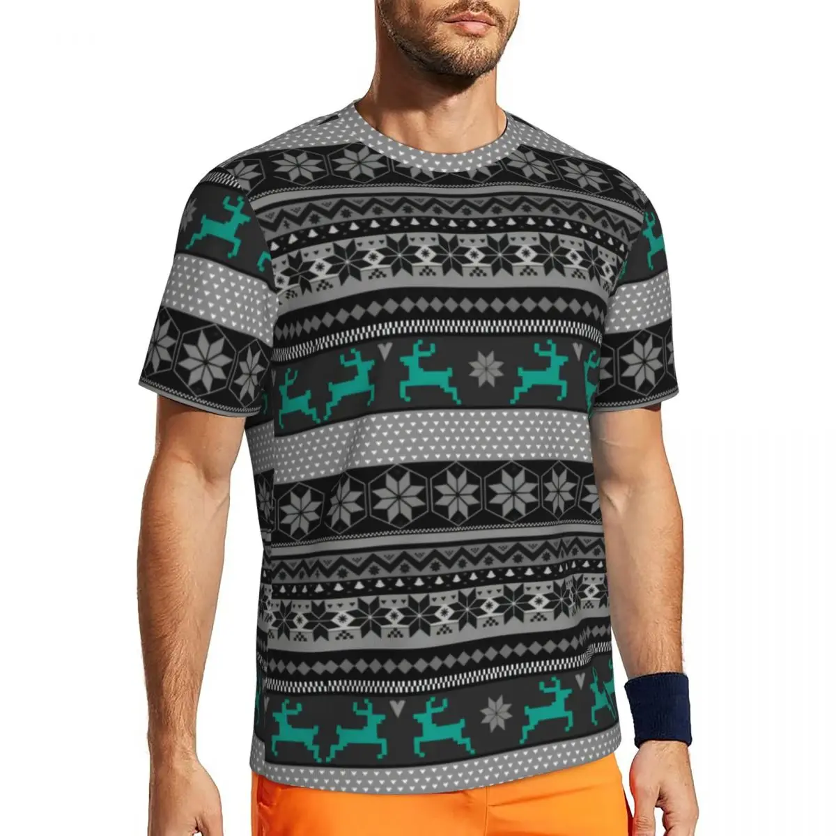 Nordic Animal T Shirt Men Colorful Reindeer Y2K Basic Gym T-Shirts Comfortable Summer Trendy Cool Tee Shirt Oversized Clothes