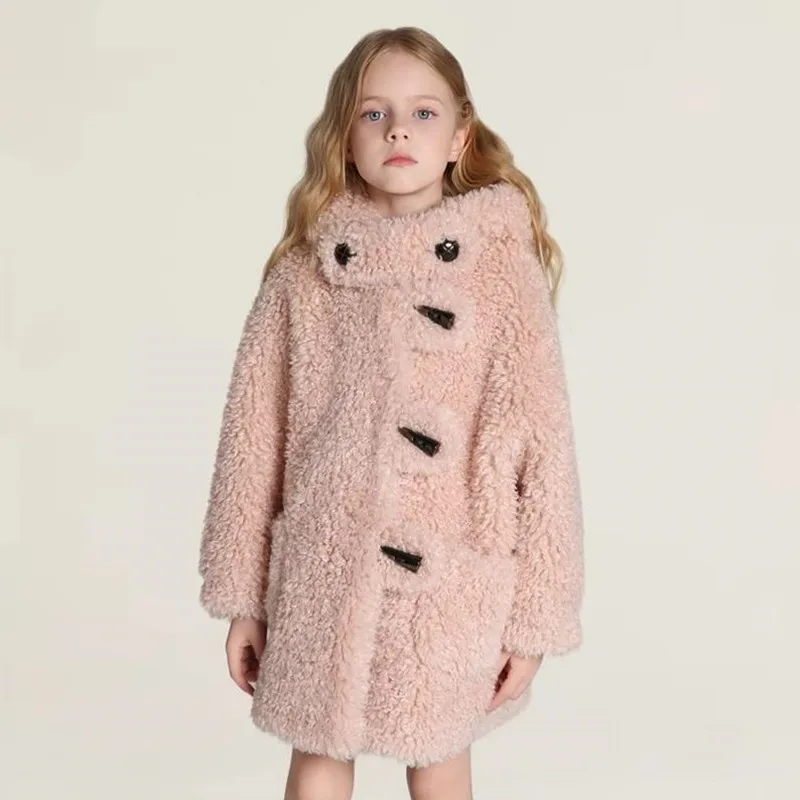 Winter New Children's Faux Fur Coat Girls Imitation Fur Particle Velvet Jacket Thicker Warm Overcoat Coat A4290