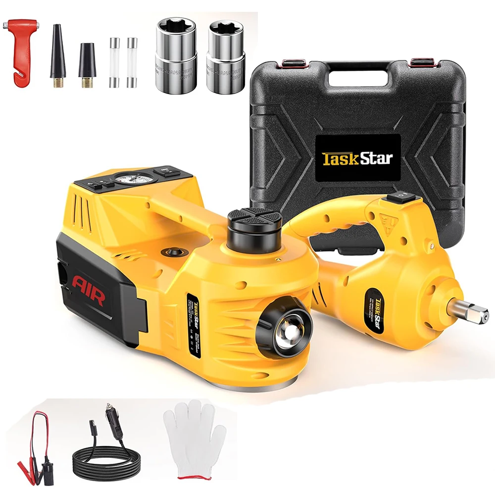 

Taskstar 5 Ton Hydraulic Car Jack Kit with Electric Impact Wrench for SUV MPV Sedan Truck Change Tire Repair Power Tools Kit