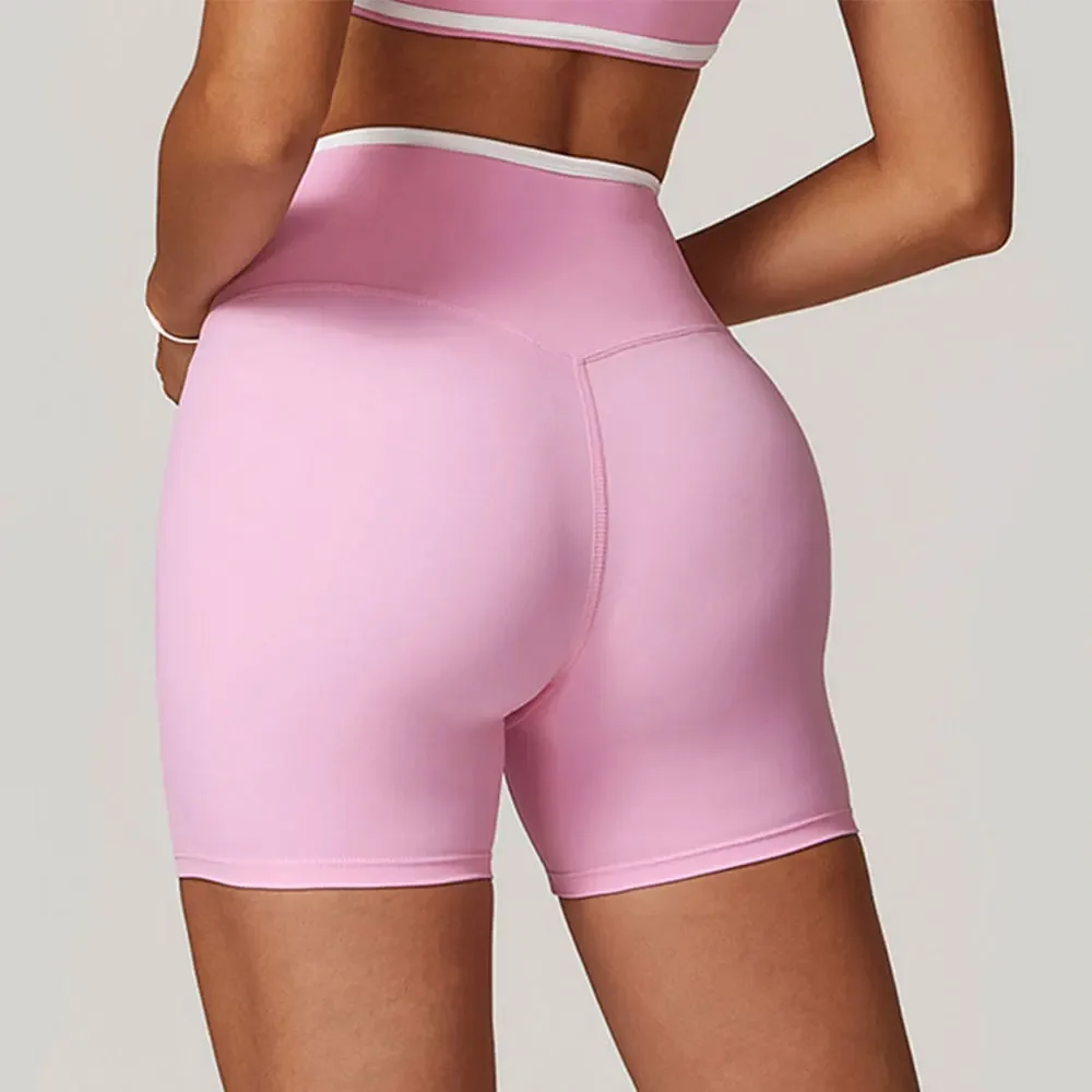 Pantaloncini da yoga da donna Pantaloncini da allenamento a vita alta Pantaloncini da fitness per il sollevamento del sedere Nuovi collant in vita a forma di V Leggings da palestra Pantaloni corti da corsa