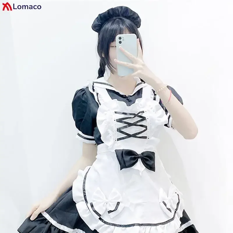 Japanese Lolita purple maid Cos dress soft Girl women Princess bow dresses kawaii cosplay costume clothes