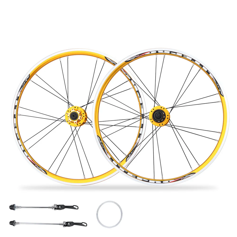 

451 406 Folding Bike Wheelset 74mm-100mm 130mm-135mm Hubs Wheel Set Aluminum Alloy Double Wall 20Inch Rims Disc brake V-brake