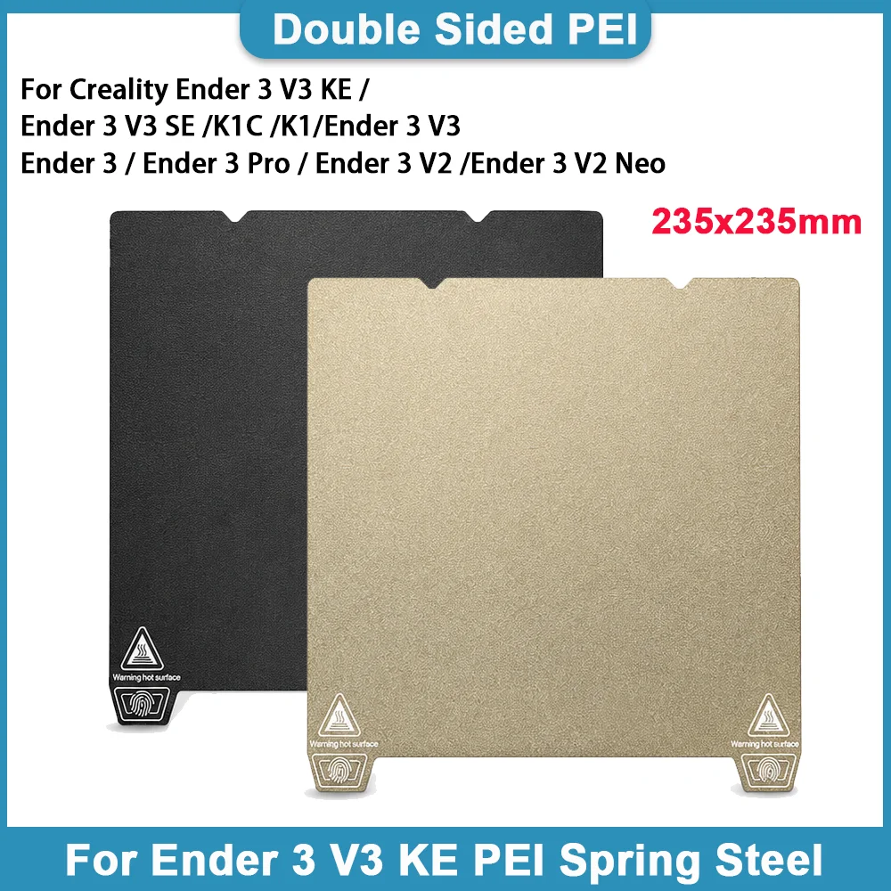 Für Creality Ender 3 V3 SE/KE Epoxidharz-Bauplatte PEI-Platte Hohe Ebenheit Flexible Federstahl-Plattform 235x235mm 3D-Drucker