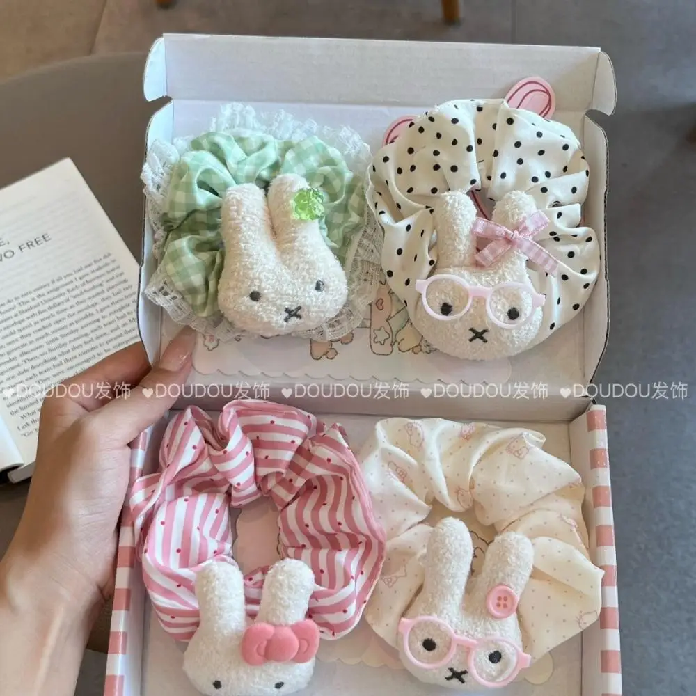 رباط شعر أرنب ميفي لطيف ولها مستوى عالٍ من المظهر، حلو وبناتي مع ربطة عنق على شكل ذيل حصان وشريط شعر #5