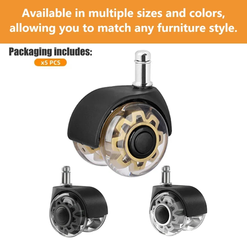 (5 Packs) Office Chair Wheels Replacement 2 Inch Heavy Duty Caster Wheels Quick & Quiet Rolling Chair Universal Casters