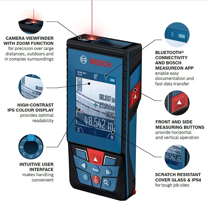 Bosch Glm 100-25 C Professional Green Laser Rangefinder 100M Measure Distance Bluetooth4.2 Hd Color Screen Distance Meter