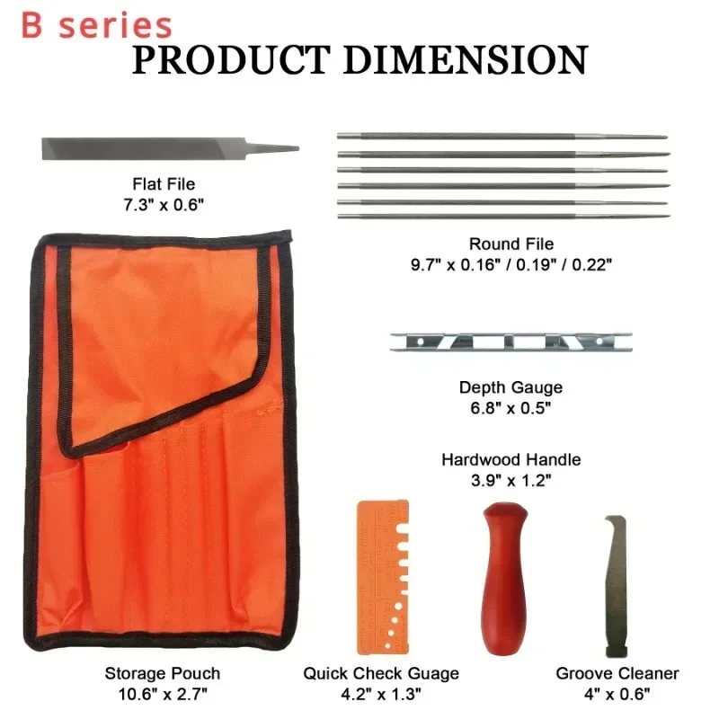 13Pcs Set Professional Chainsaw Chain Sharpening Kit Tool Hardwood Handle Round/Flat File Guide Bar File Sharpener chainsaw jig