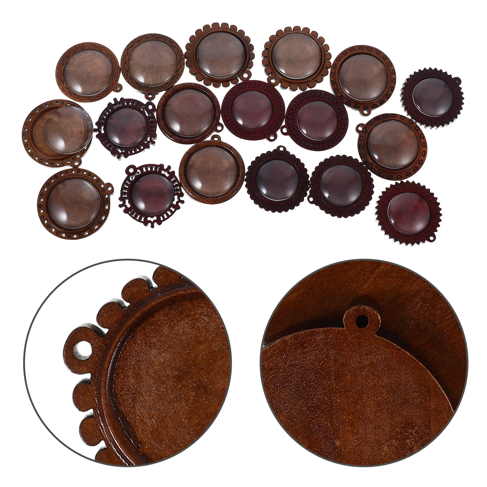 

Time Gem Holder Round Wooden Bezel Pendant Trays Kit Trays Kit Jewelry Making Pendant Tray Settings Sturdy Material