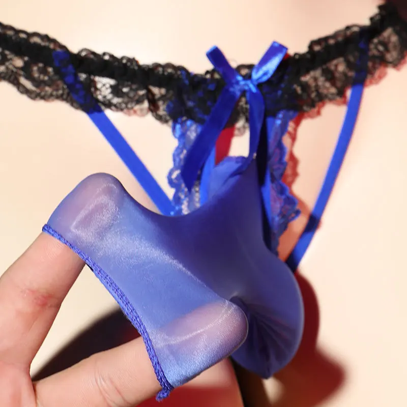Men's Thong, Sexy Sissy Gay Erotic Panties, Lace Cutout Bow Stretch Panties Erotic Seduction T-Pants
