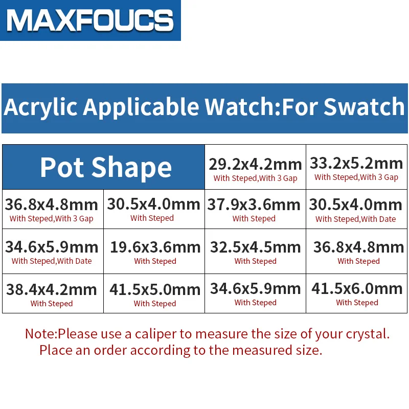 Acrylic Organic Glass Pot Shape With Steped Applicable For Swatch With Date Watch Repair Parts models