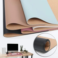 Upgrade Your Workspace with a Luxurious Double-Sided Desk Pad - Natural Cork & Leather!