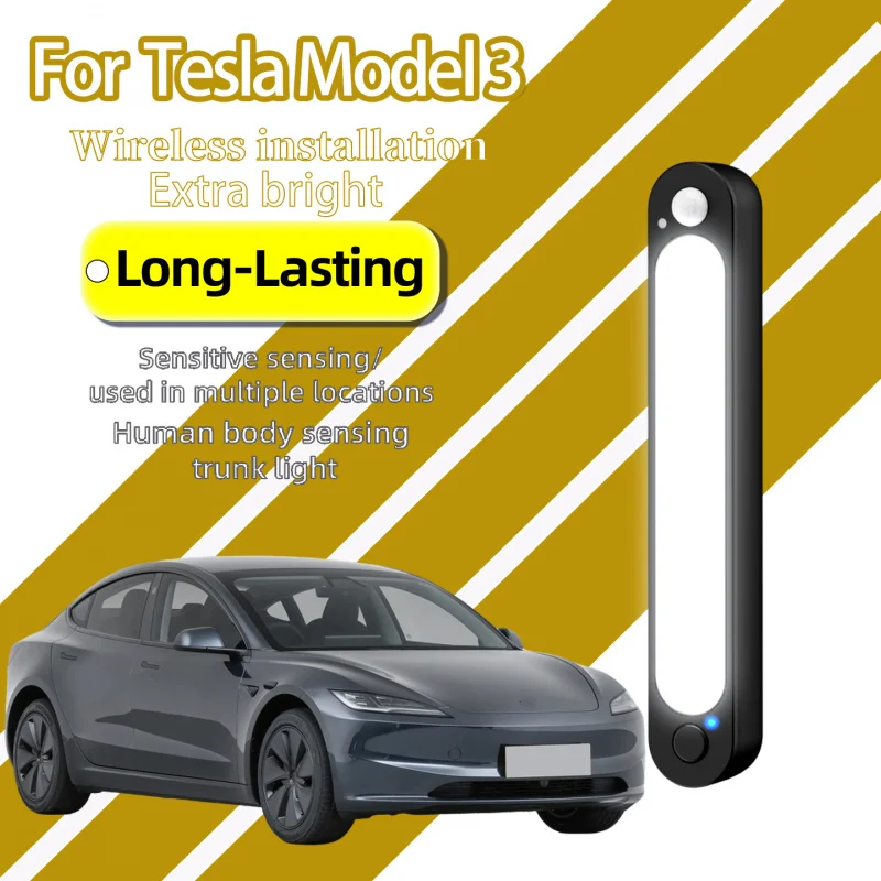 For Tesla Model 3 Electric Sedan Trunk LED Light Wireless Magnetic Rechargeable Motion Sensor EV Car Rear Trunk Night Lamp