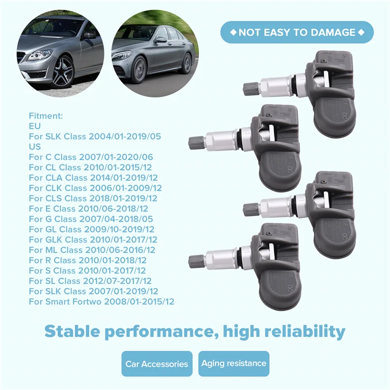 

TPMS Sensor A0035400217 For Mercedes-Benz ML C CLA CLK CLS E G GL GLK R S SL SLK Class Smart Fortwo 433Mhz A0009050030