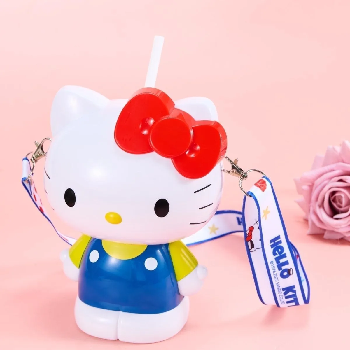 Cute Hello Cute Kitty 3d Strap Bottle 900ml Removable Strainer Cup Brush Food Grade Anime Kawaii for Travel Daily Water CupGifts