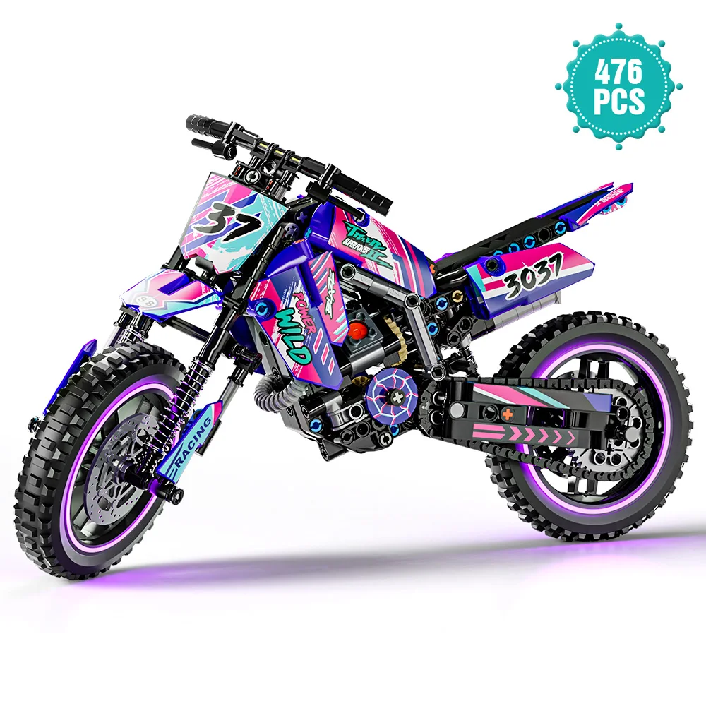 Technical Motorcycle Building Block Set, 1:10 Scale Model, Motorcycle Gift for Boys and Children Ages 8 and Up 476 pcs