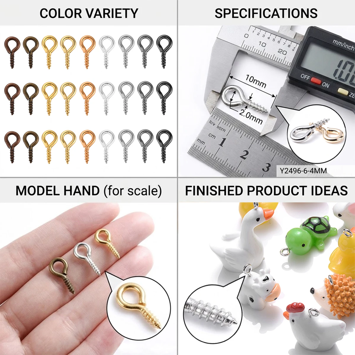 200 Stück Metallschrauben, Schafaugen-Pins, Schmuckherstellungszubehör zum Aufhängen von Anhängern, DIY-Verbinder, Schmuckzubehör, Bastelbedarf – Detail 1